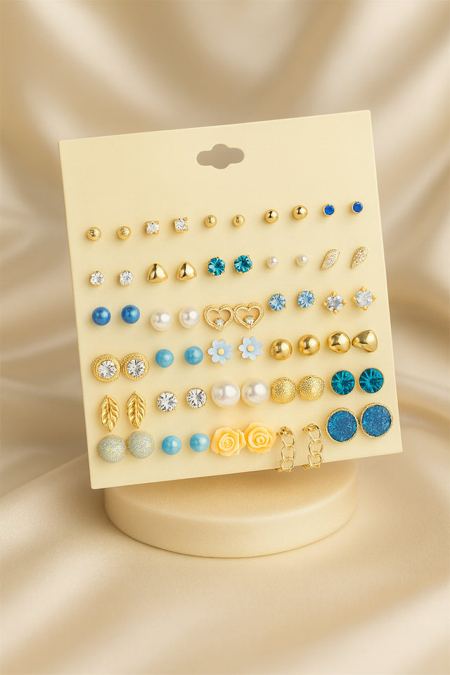 30 Pair Korean Women’s Stud Earrings Set