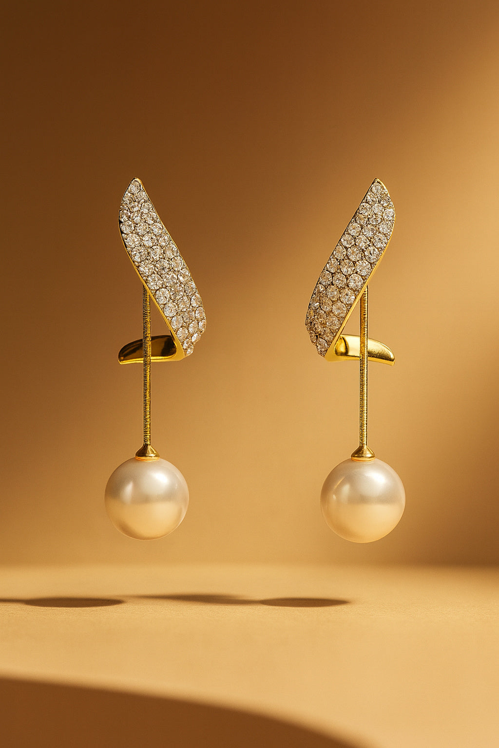 Elegant Gold Plated Crystal Studded Earrings with Pearl Drop