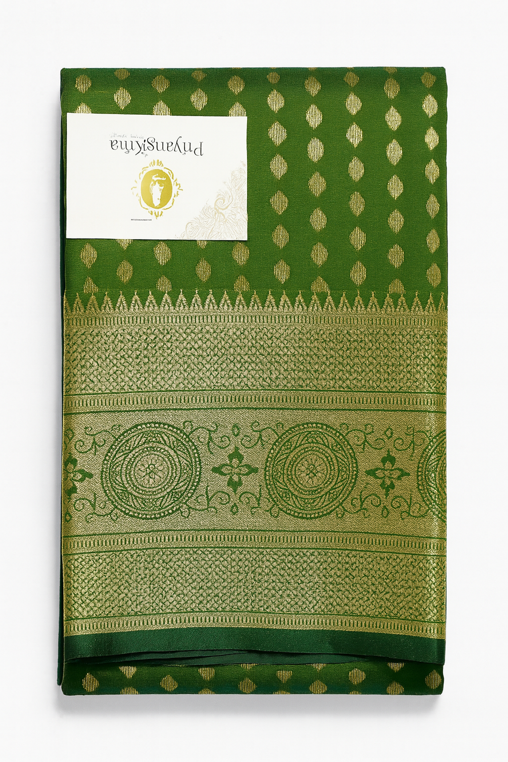 South Silk Saree in Green with Golden Zari Weaving & Rich Border