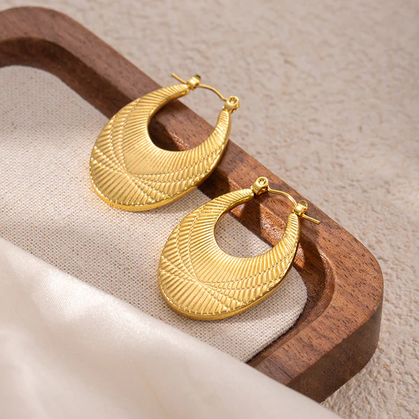 Golden Luxe Anti-Tarnish Textured Hoop Earrings