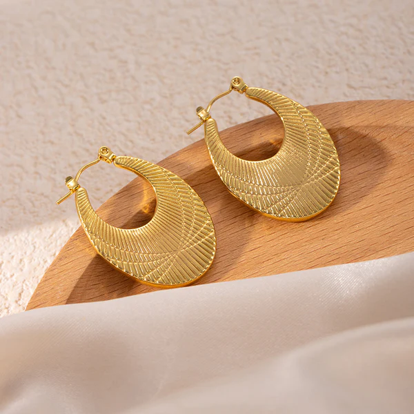Golden Luxe Anti-Tarnish Textured Hoop Earrings