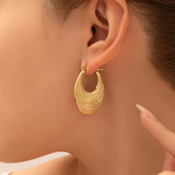 Golden Luxe Anti-Tarnish Textured Hoop Earrings