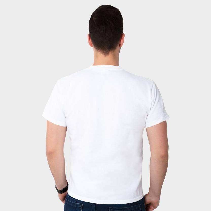 Men Printed Crew Neck Pure Cotton White T-Shirt - Priyangkrita by Freekart