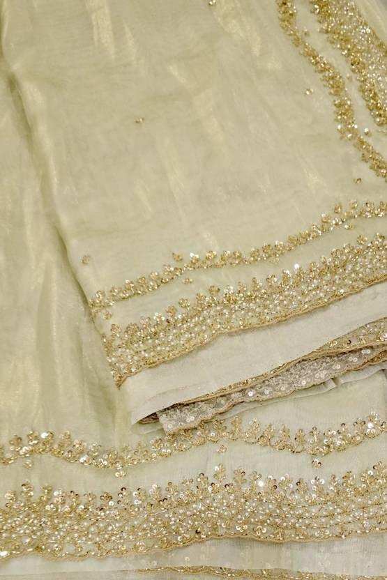 Embroidered Bollywood Tissue, Organza Saree  (Light Green) - Priyangkrita by Freekart
