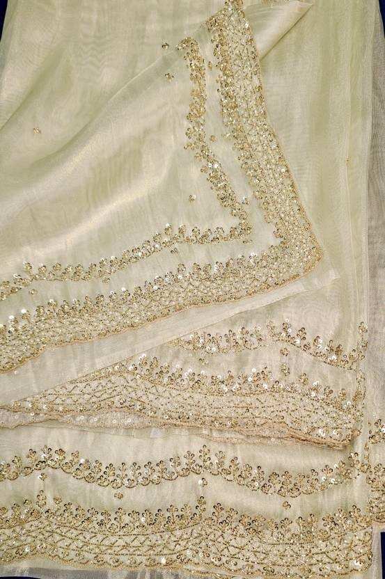 Embroidered Bollywood Tissue, Organza Saree  (Light Green) - Priyangkrita by Freekart