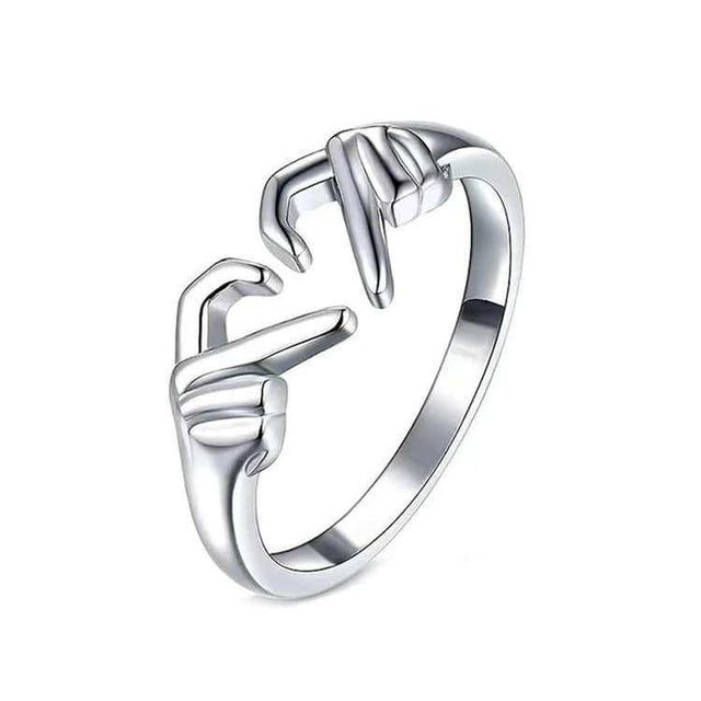 Hand Heart Ring For Girls- Silver/Golden - Trendy Ring - Priyangkrita by Freekart