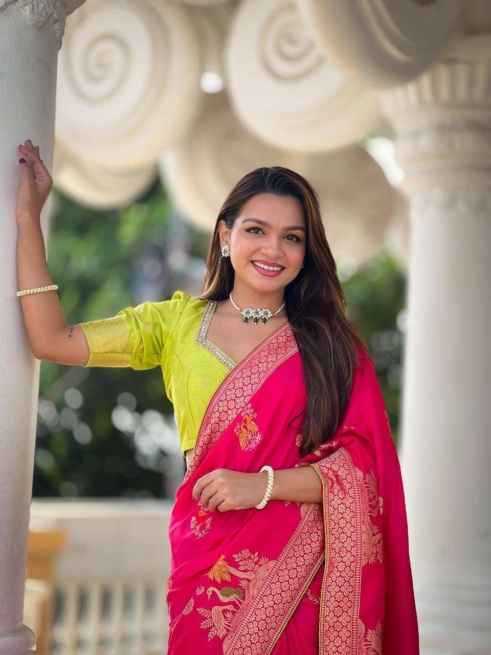 Priyangkrita Soft Paithani Silk Saree (Red) - Priyangkrita by Freekart