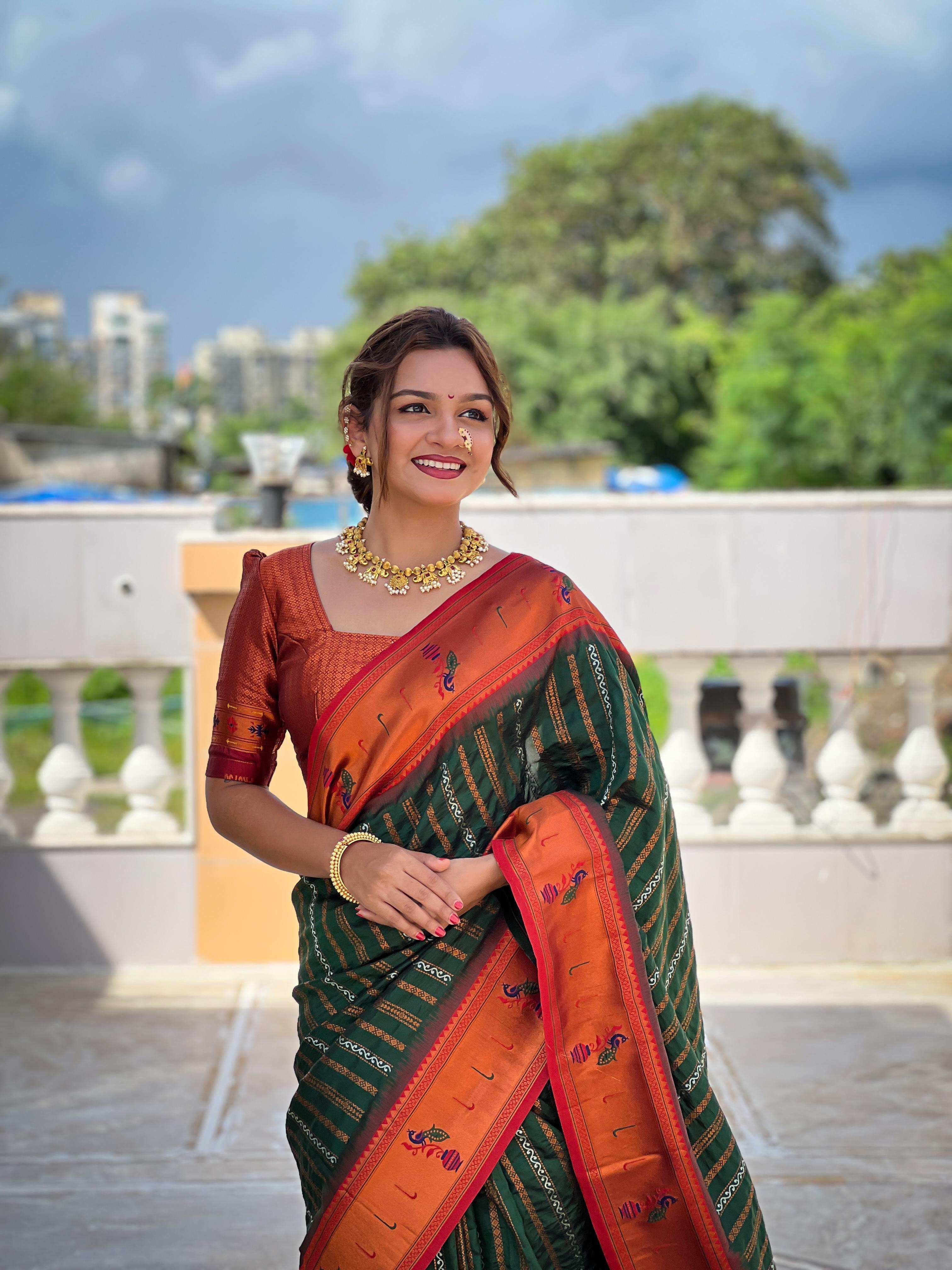 Priyangkrita Women’s Kanchipuram Paithani Saree Pure Soft Silk Handloom Saree Paithani Silk Saree - Priyangkrita by Freekart