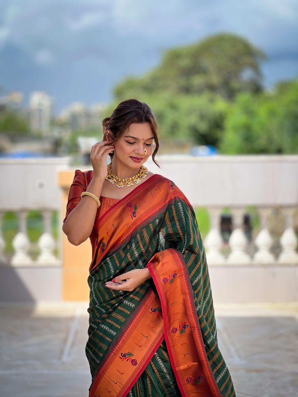 Priyangkrita Women’s Kanchipuram Paithani Saree Pure Soft Silk Handloom Saree Paithani Silk Saree - Priyangkrita by Freekart