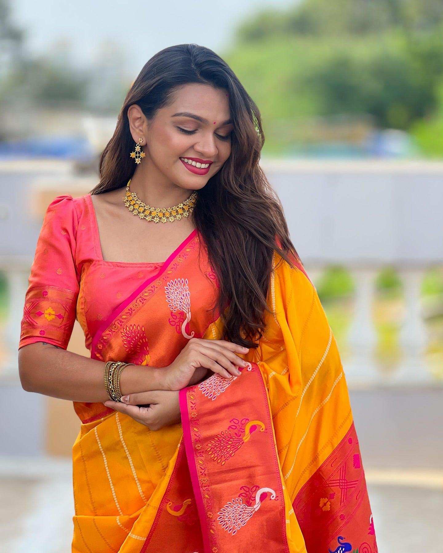 Priyangkrita Soft Paithani Silk Saree i - Priyangkrita by Freekart