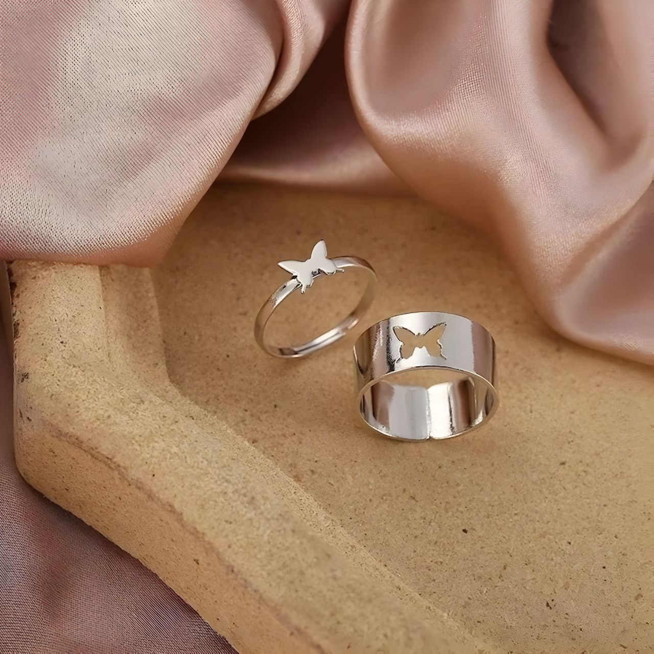 Butterfly Rings For Women Men Couple Love Silver Color Rings