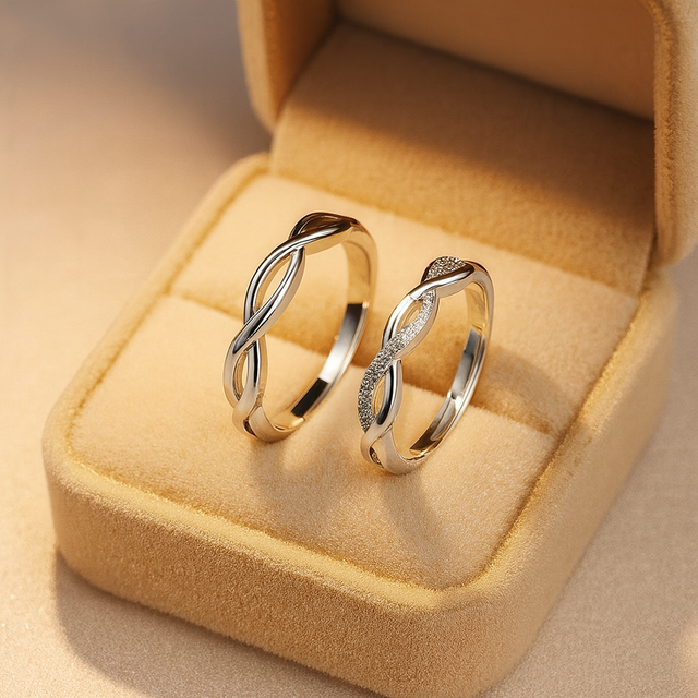 Stylish silver couple ring for lover