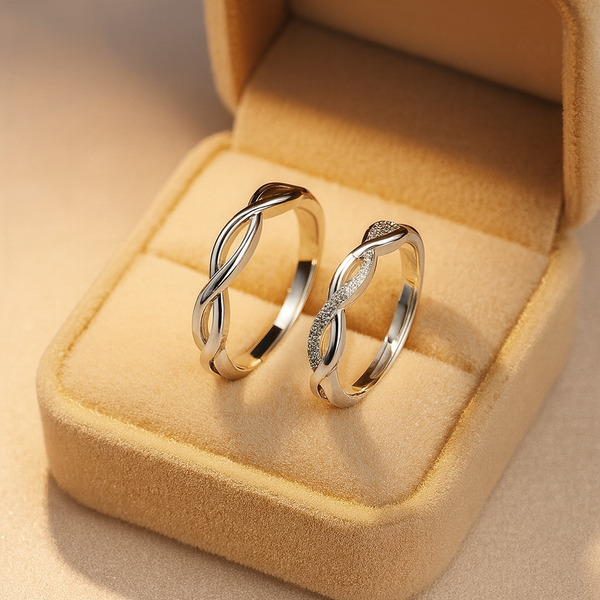 Stylish silver couple ring for lover