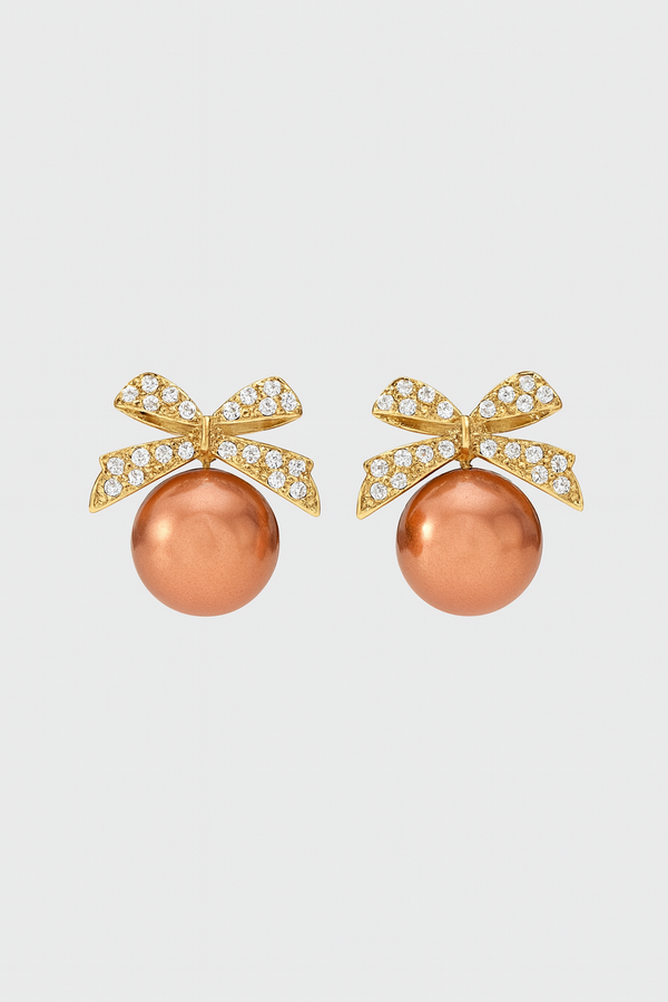 Korean Elegant Bow Pearl Earrings
