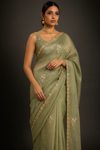 Pure tissue Organza saree