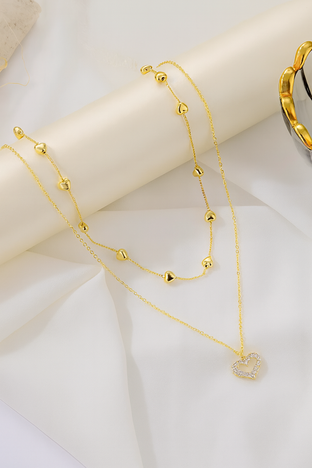 Premium heart pendant chain korean style