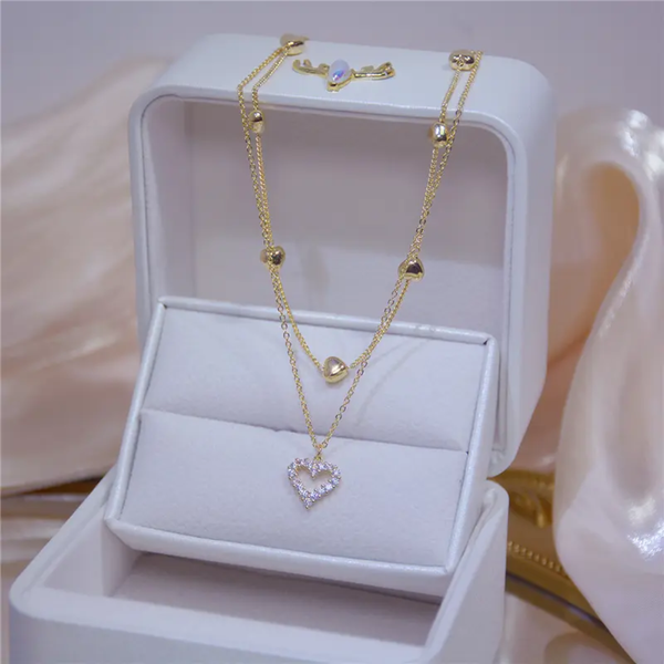 Premium heart pendant chain korean style