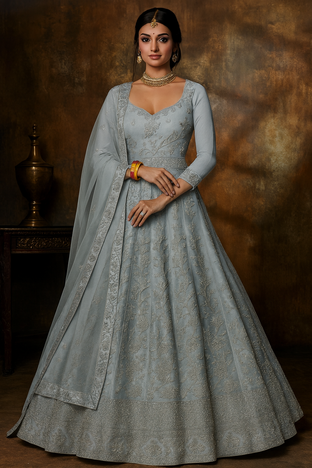 Designer Net Lehenga Choli with Dupatta (semi stitched)