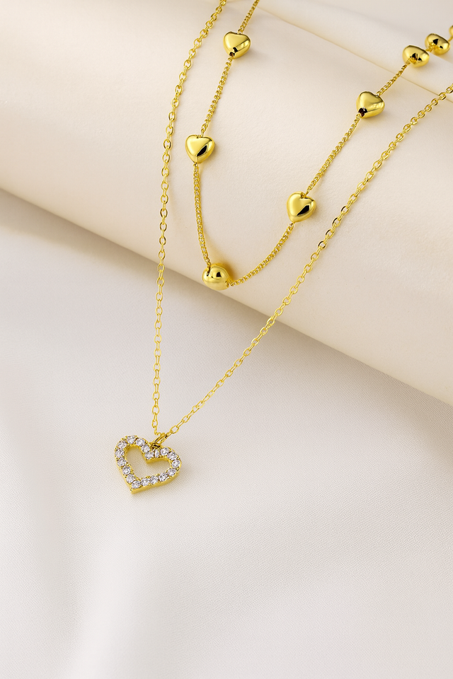 Premium heart pendant chain korean style