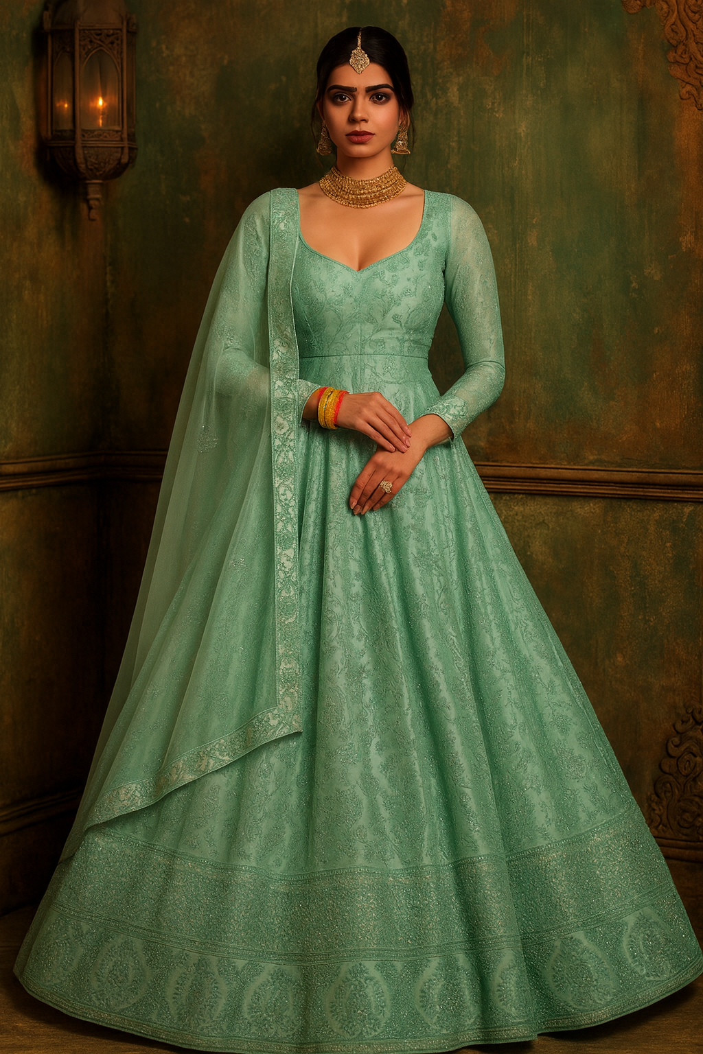 Designer Net Lehenga Choli with Dupatta (semi stitched)