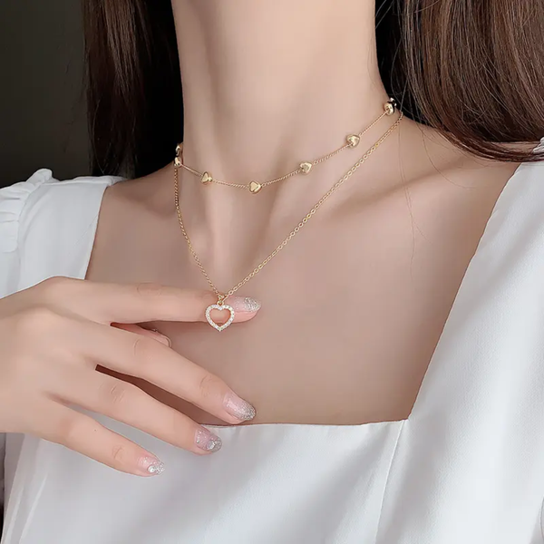 Premium heart pendant chain korean style