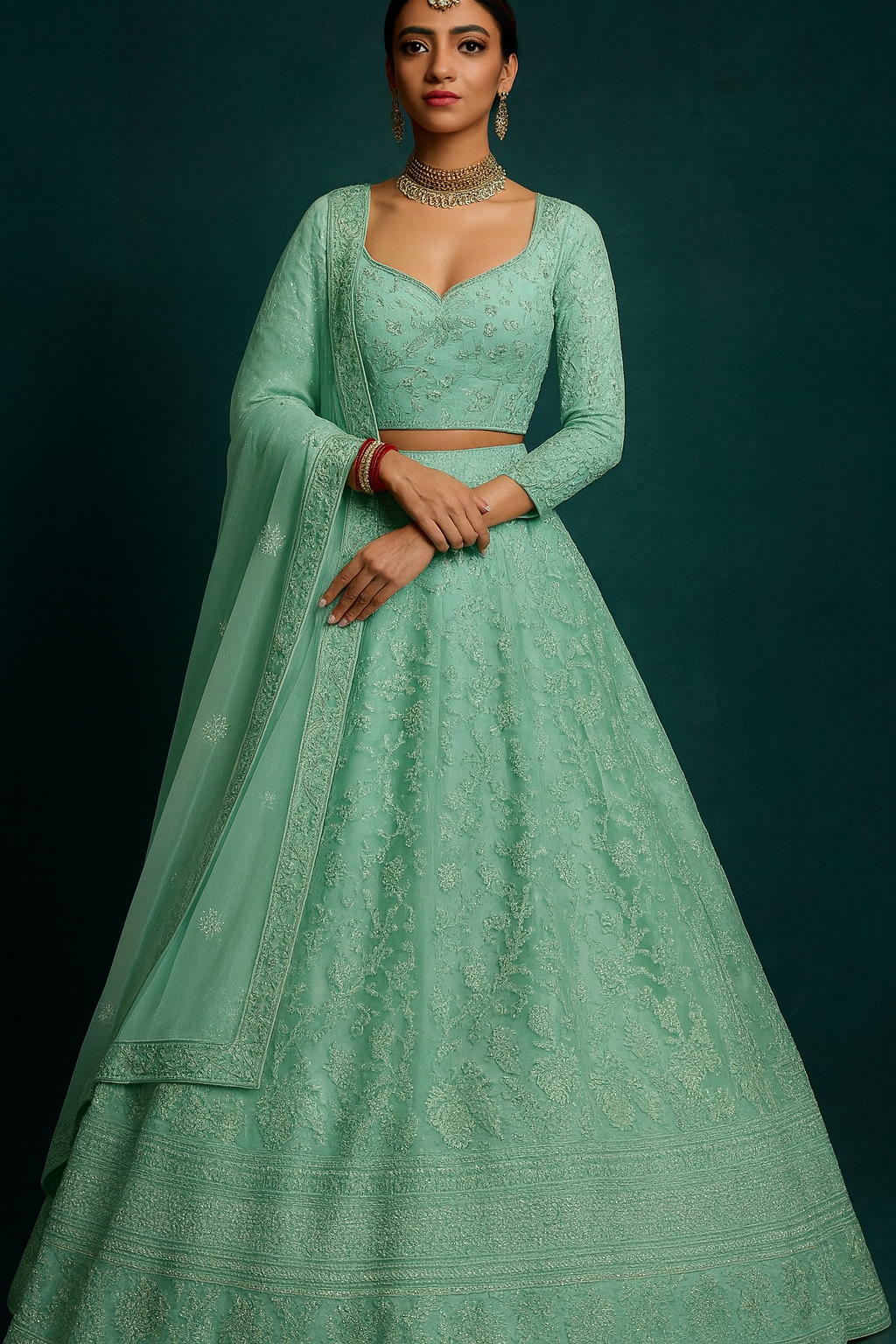 Designer Net Lehenga Choli with Dupatta (semi stitched)